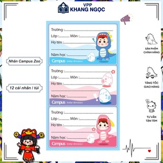 Nhãn dán vở campus zoo