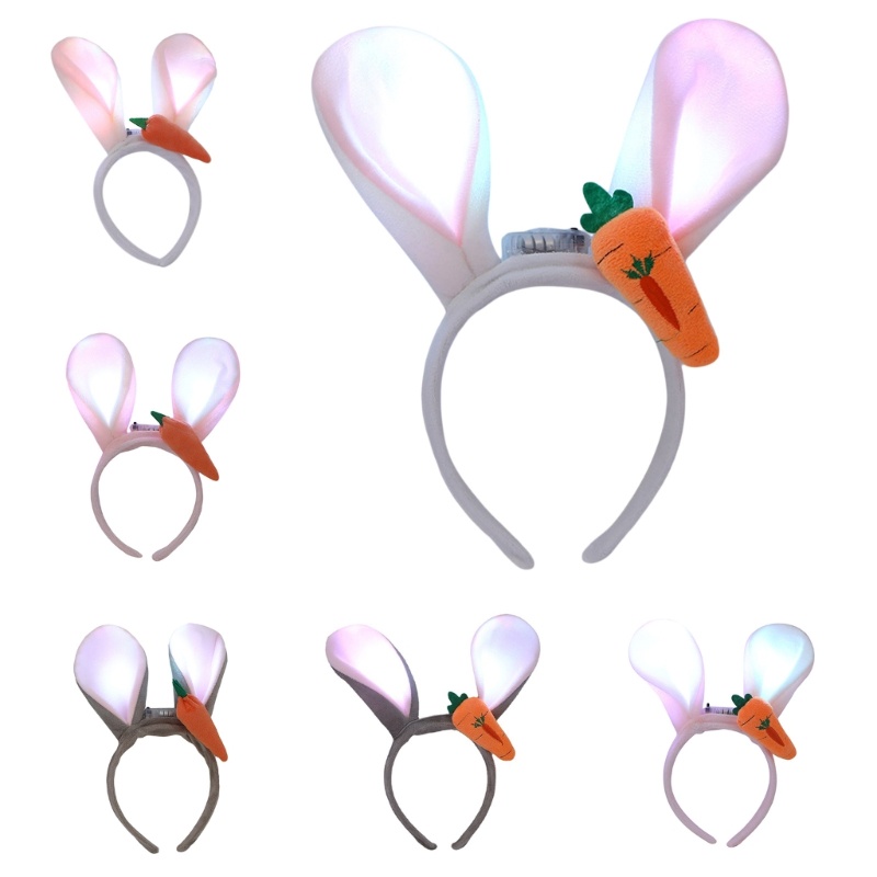 Flgo Băng Đô Tai Thỏ Có Đèn LED Dễ Thương Cho Nữ