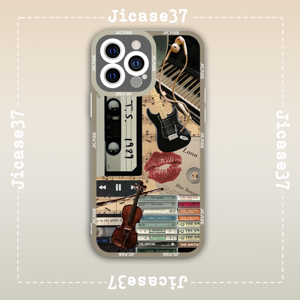 Ốp lưng iphone cạnh vuông Jicase Âm Nhạc Đàn Băng Cassette Collage Aesthetic