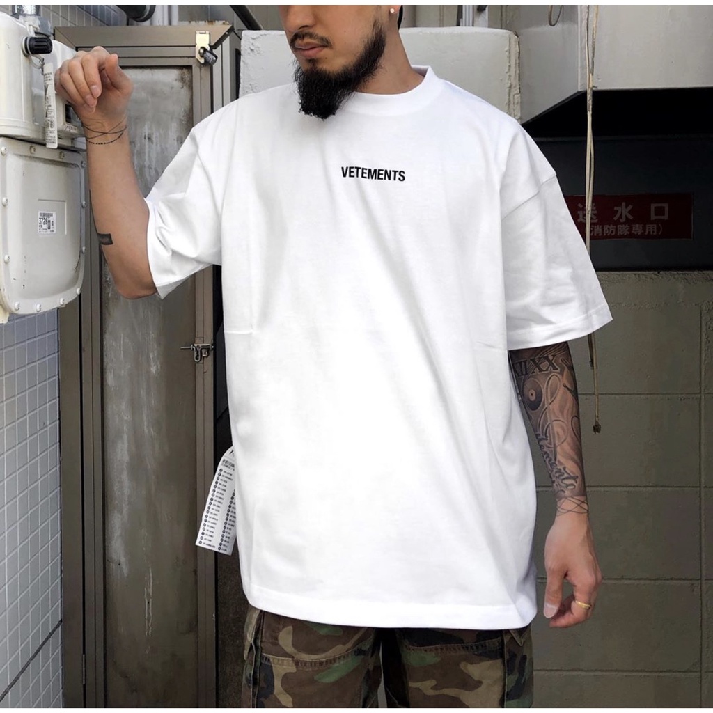Áo Thun cotton Tay Ngắn Màu Trơn In Chữ VETEMENTS Thời Trang Cho Nam Và Nữ