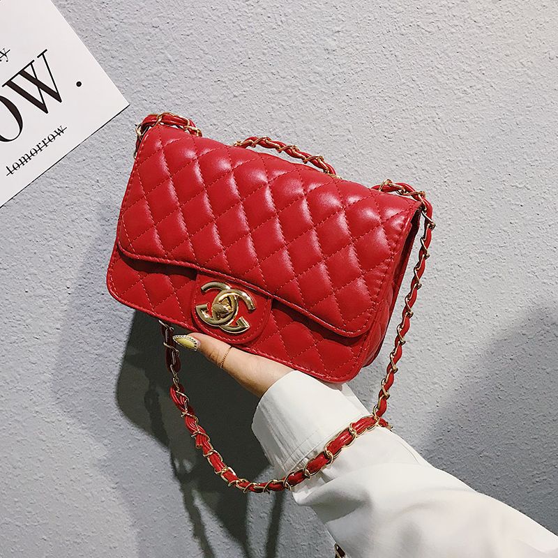 Túi Đeo Chéo Da Mềm Dáng Vuông Nhỏ Phối Dây Xích Thời Trang Cho Nữ