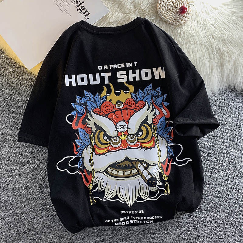 Áo Thun 100% Cotton Tay Ngắn Dáng Rộng Phong Cách Thời Trang Retro Mùa Hè