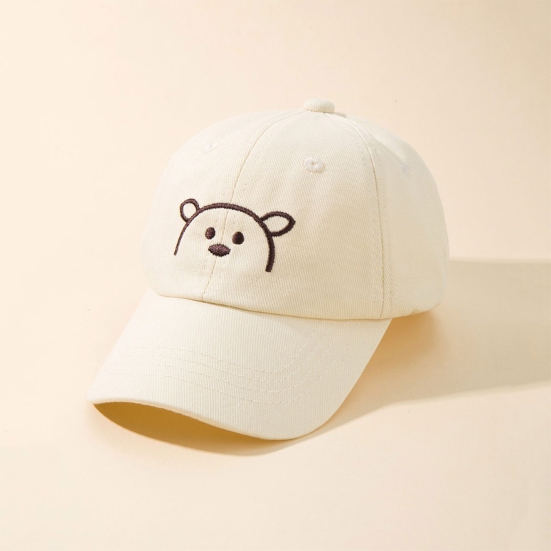 Mũ Lưỡi Trai Màu Trơn Chống Gió In Họa Tiết Chú Gấu Dễ Thương Trang Trí Cho Bé 6-24 Tháng Tuổi