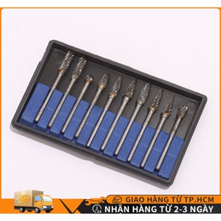 【FREESHIP 10 Cái Đầu Mài Thép Vonfram Bộ Mũi Khoan Cacbua, Dụng Cụ Khắc Gỗ Dụng Cụ Quay Bộ Mũi Khoan Mini