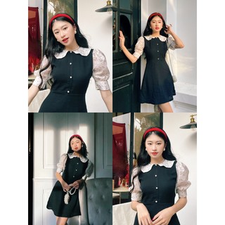 ARIUSTEES - Đầm tay bồng ngắn phối hoa Queenie Dress