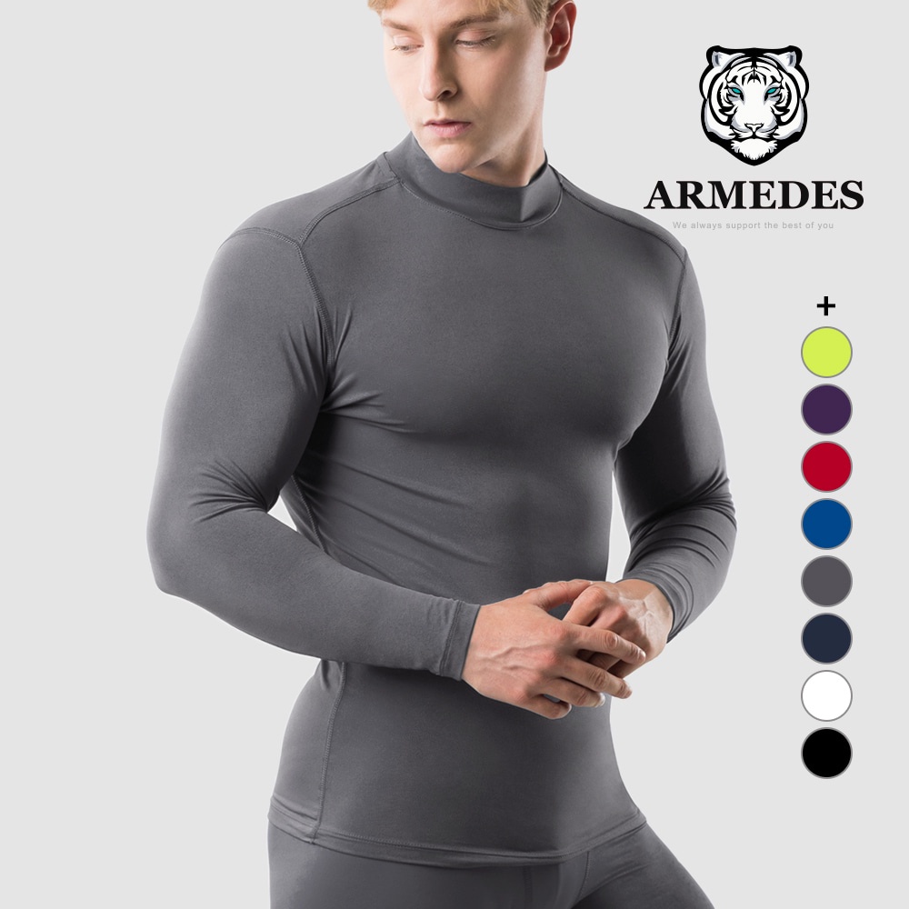 Áo Thun Thể Thao Nam Cổ lọ thấp Tập Gym  99% Polyester Siêu Thấm Hút và Mát Mịn Chính Hãng ARMEDES Hàn Quốc - AR 53