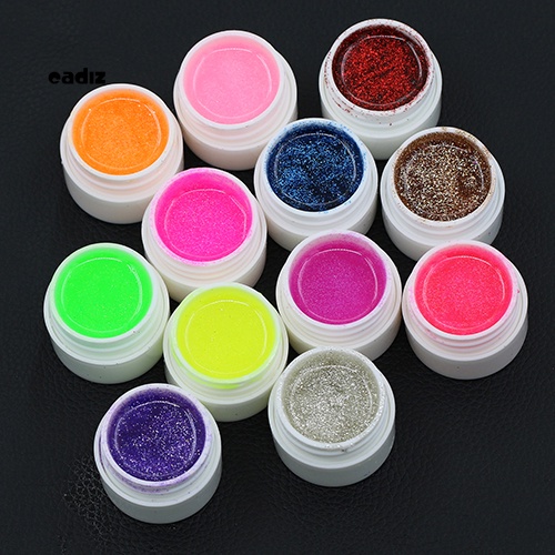 Set 12 Lọ Gel Kim Tuyến Nhiều Màu Sắc Dùng Để Trang Trí Móng Nghệ Thuật