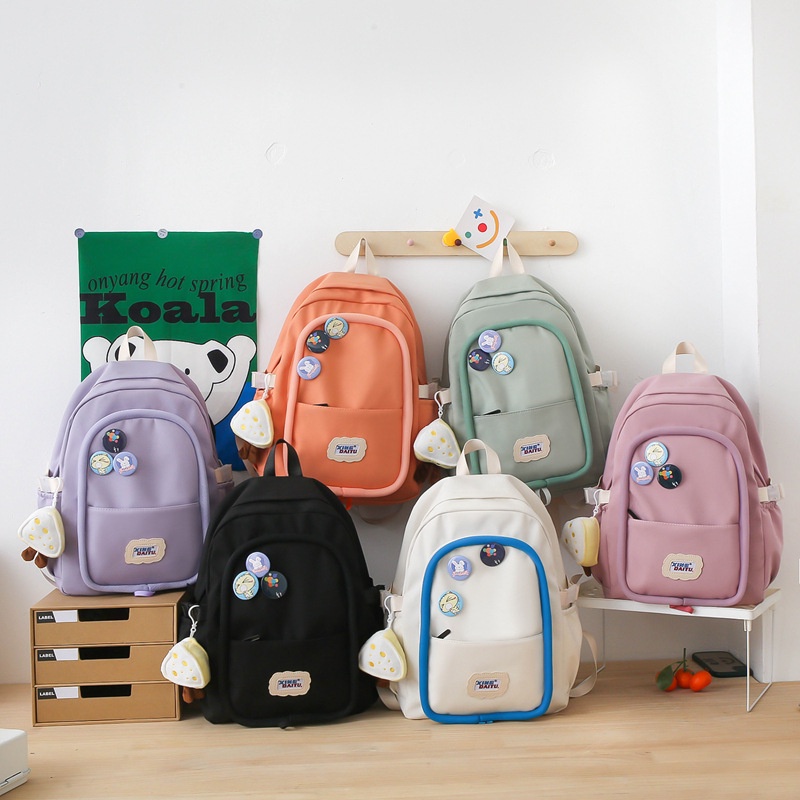 Ba Lô Đi Học Đựng Máy Tính Thiết Kế Đơn Giản Màu Sắc Nổi Bật Thời Trang Hàn Quốc 20