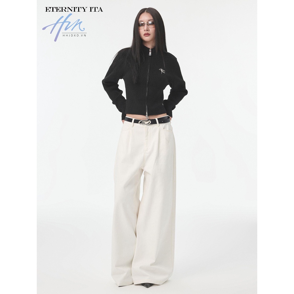 Áo Khoác Cardigan Dệt Kim Dáng Ngắn Có Khóa Kéo Thời Trang Xuân Thu Cho Nữ