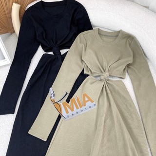 ĐẦM THUN MIDI TAY DÀI XOẮN EO - DA2943