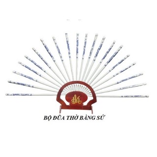 Bộ đũa thờ cúng sư men lam cổ và kệ gỗ hương đồ tâm linh, phong thủy - đồ thờ cúng