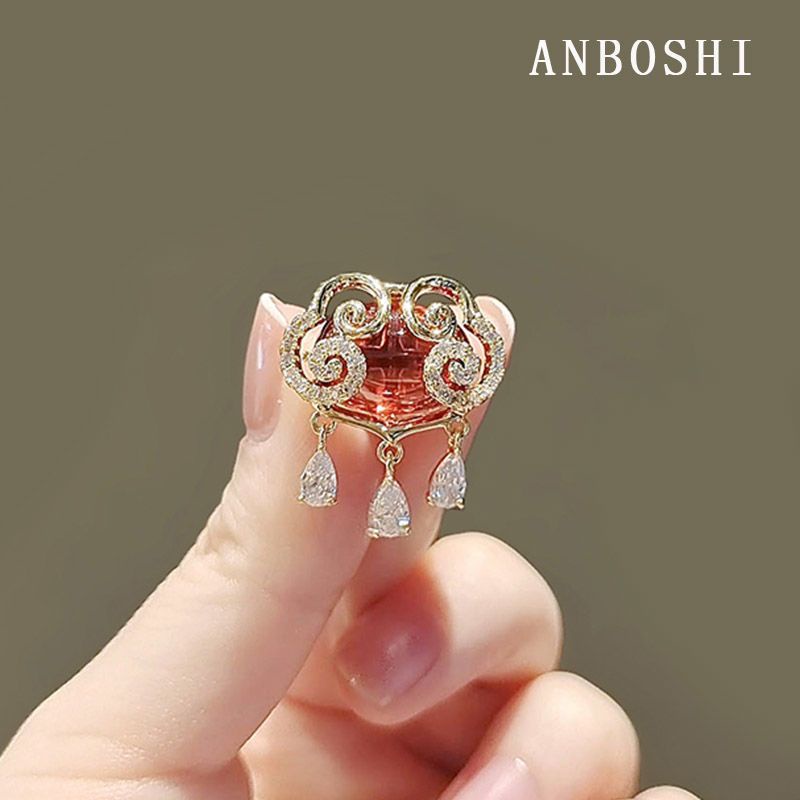 Ghim Cài Áo Hình Đám Mây / Giọt Nước / Giọt Nước Đính Đá Zircon Kiểu Trung Hoa Cổ Điển Chống Chói Mắt 2 Cái Cài Áo