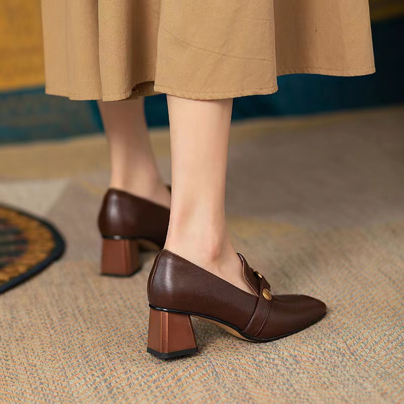 Giày Cao Gót Da Mềm Đế Dày Cao Gót Phối Lông Vũ Chống Trượt Thời Trang Cho Nữ Giày Cao Gót Thời Trang Thanh Lịch Cho Nữ