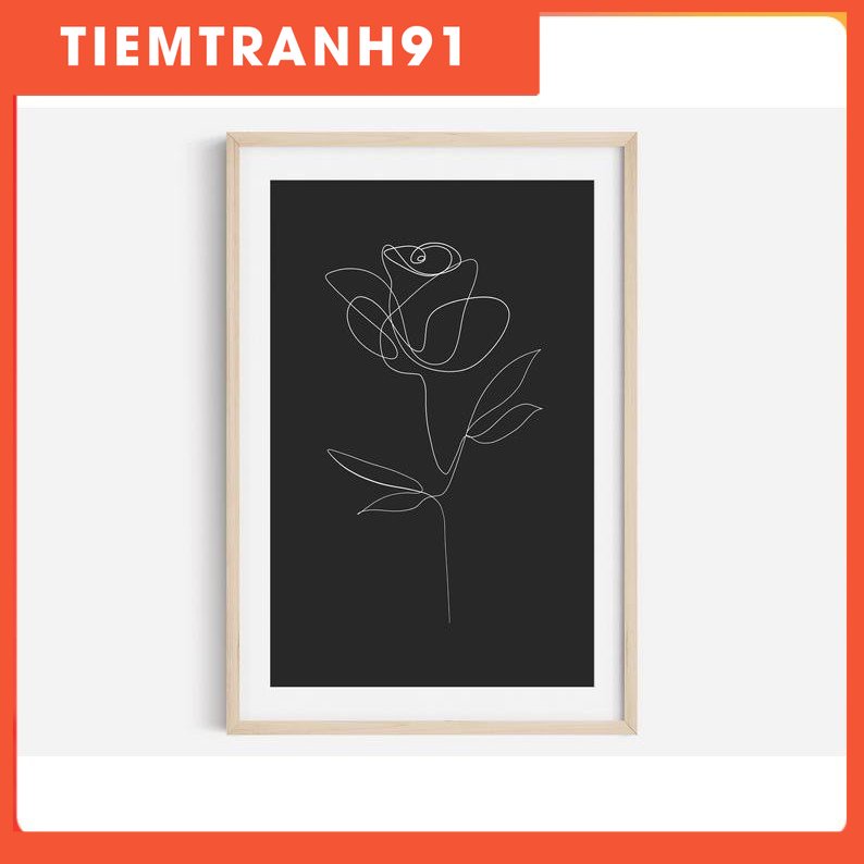 Tranh treo tường | Line art-Fine Line Flower Print, flower line art 65 , tranh canvas giá rẻ
