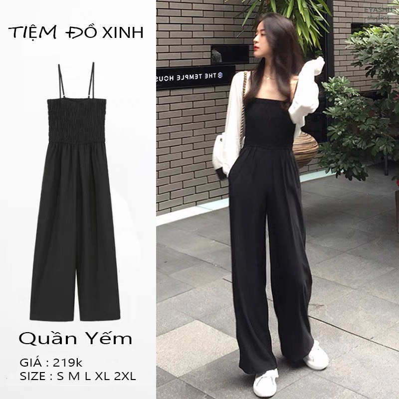 Quần Jump nữ dáng xinh,quần yếm nữ dài chất lụa ngọc trai mềm mịn thời trang Hàn Quốc
