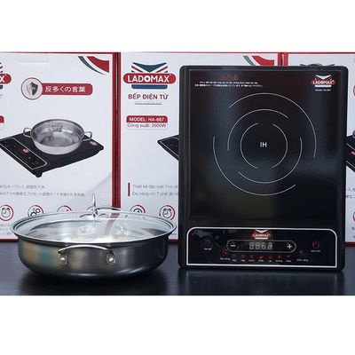 Bếp điện từ 2000W bếp từ Ladomax HA-667 tặng kèm nồi lẩu inox