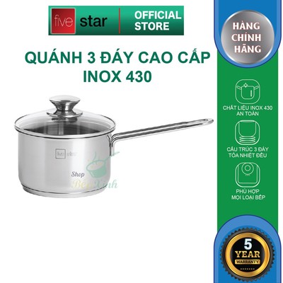 Quánh 3 đáy inox 430 Fivestar Standard nắp kính bếp từ FSQ12001 (12cm)