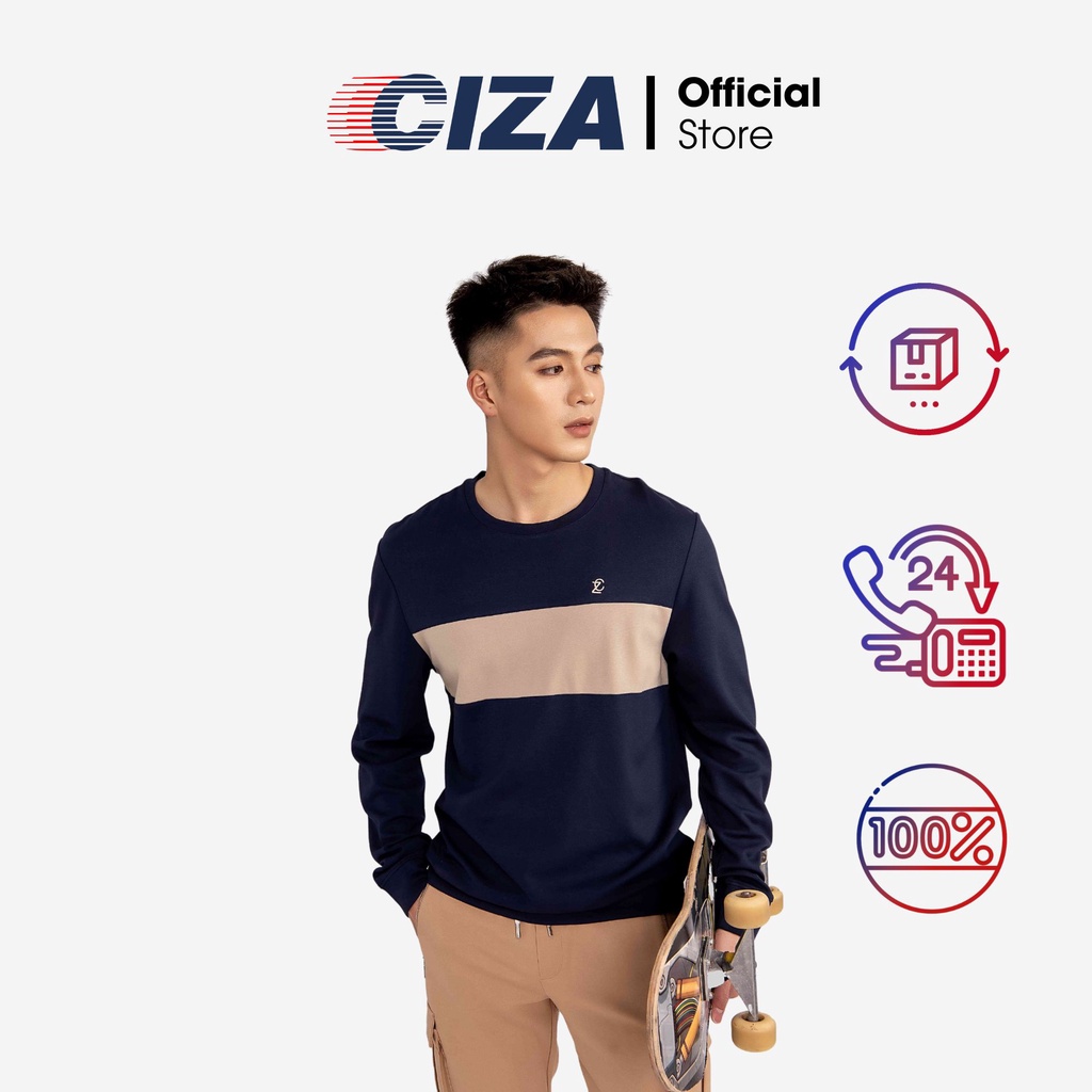 Áo nỉ dài tay nam CIZA chất liệu nỉ bông cao cấp form rộng basic trẻ trung size S M L XL H7011