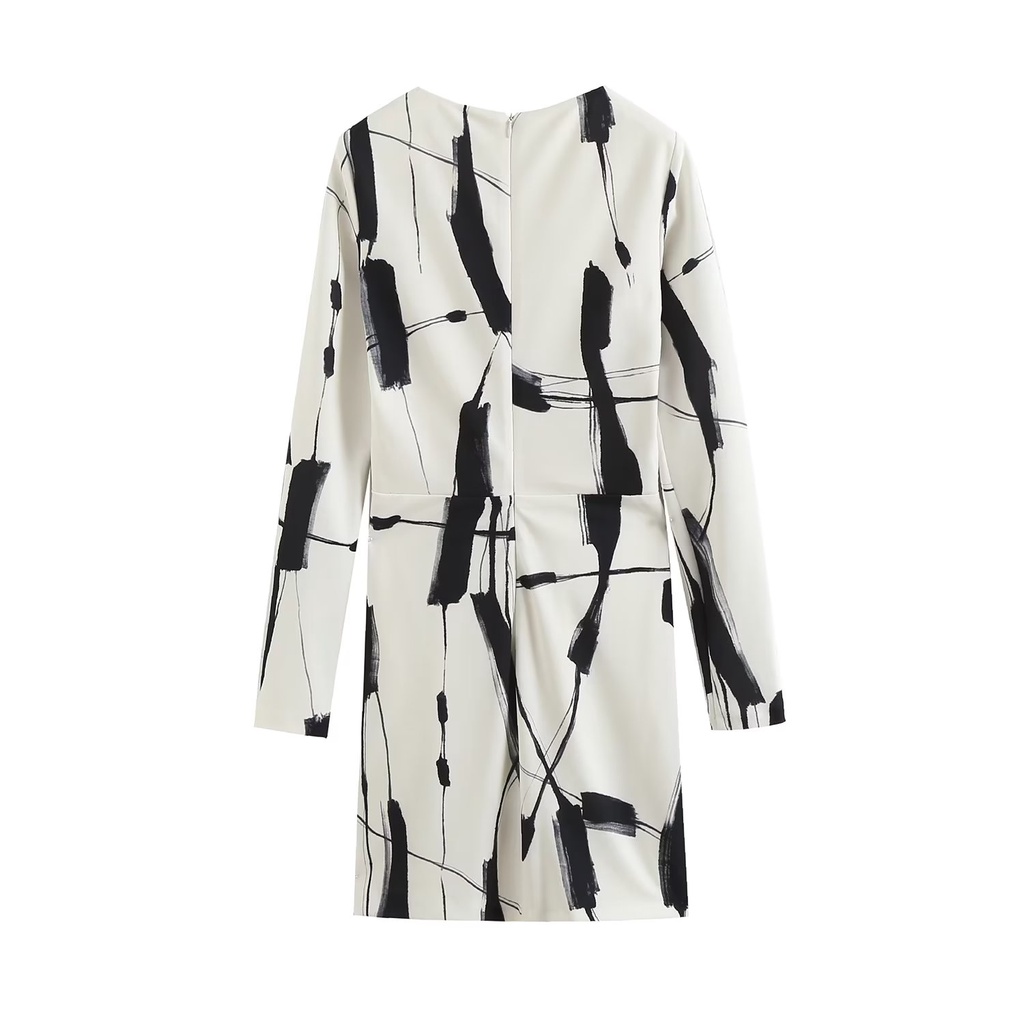 Made in Morocco - Đầm Zara đen trắng vạt chéo DT07LLG48N10