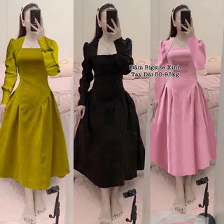Đầm Bigsize Đầm Dự Tiệc Giá Rẻ Xinh Xắn Dáng Tay Dài Đẹp Bigsize 50-100kg