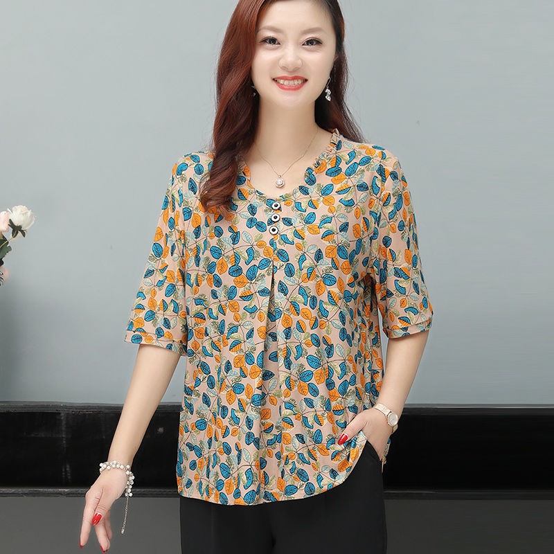 Áo Thun Tay Ngắn Dáng Rộng Thời Trang Mùa Hè Cho Nữ Trung Niên