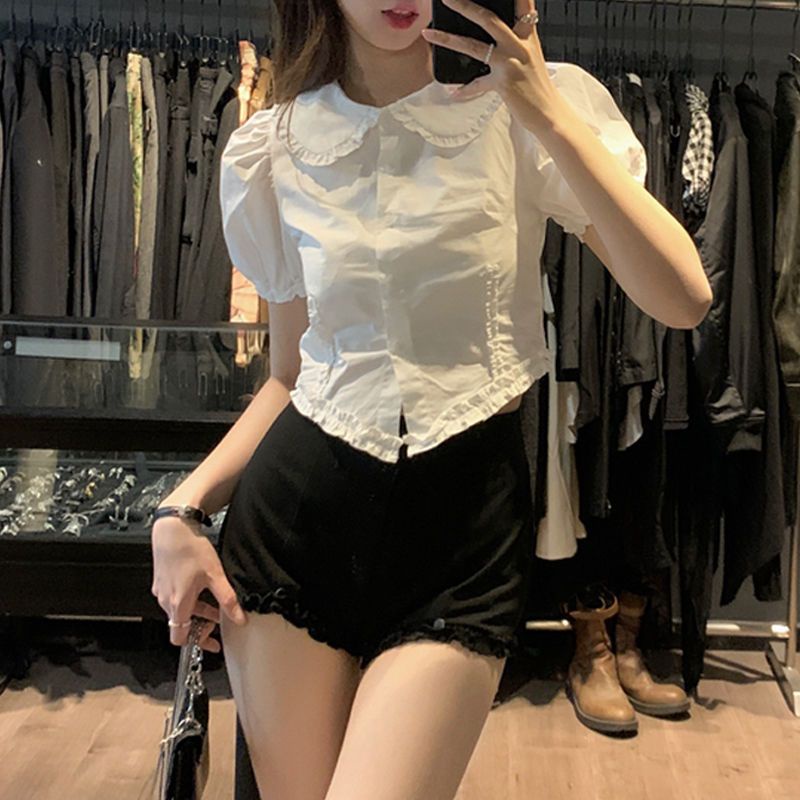 Áo sơ mi COZOK tay phồng cổ búp bê xinh xắn dành cho nữ