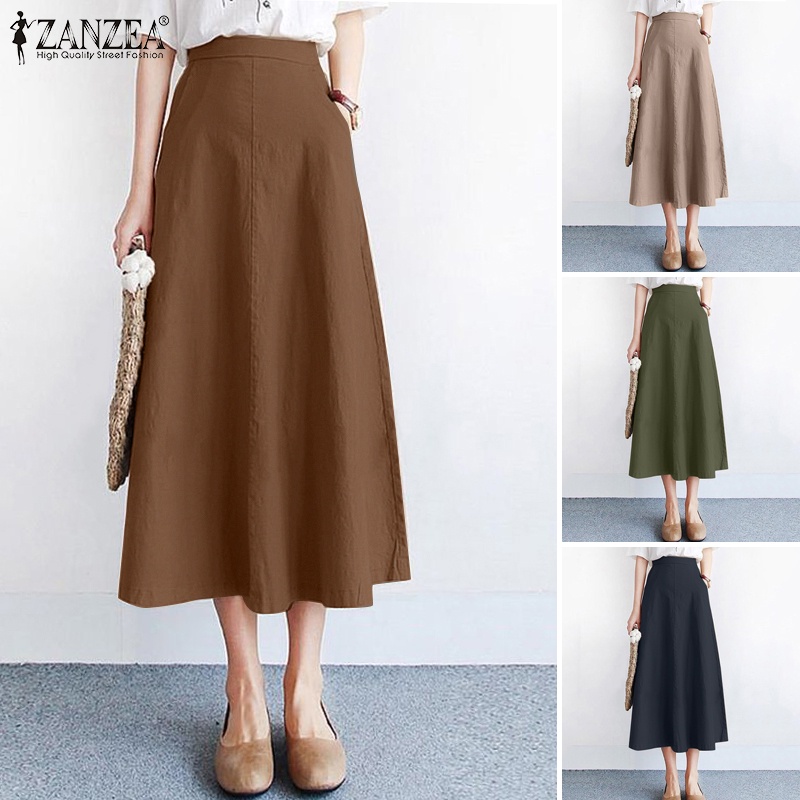 Chân váy ZANZEA màu trơn thanh lịch thời trang Hàn Quốc cho nữ