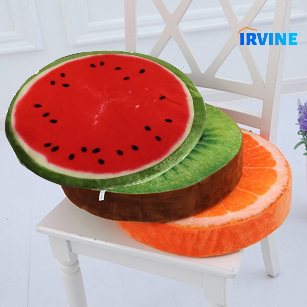 Đệm Tròn Lông Nhung Mềm Mại Lót Ghế Ngồi Hình Trái Kiwi / Dưa Hấu / Quả Cam