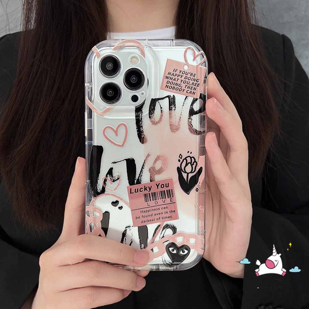 Ốp Điện Thoại Tpu Dẻo Trong Suốt In Trái Tim Graffiti iPhone 7plus 8plus 11 14 13 12 Pro MAX 6 6S 7 8 Plus XR X XS MAX