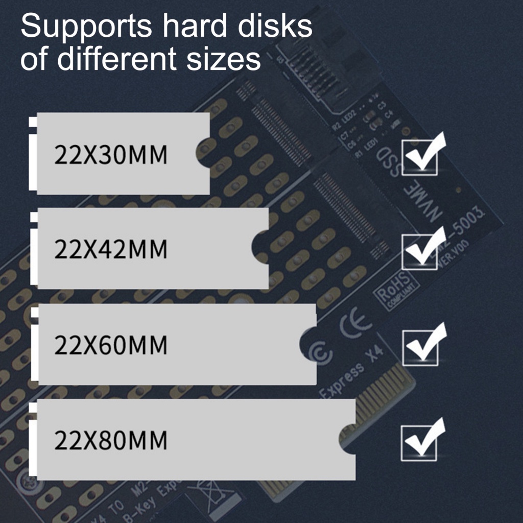 Bảng Mạch Chuyển Đổi Mở Rộng GV02 M / B Key M.2 NVME / NGFF Sang PCI-E 3.0 X4 SSD Cho Máy Tính