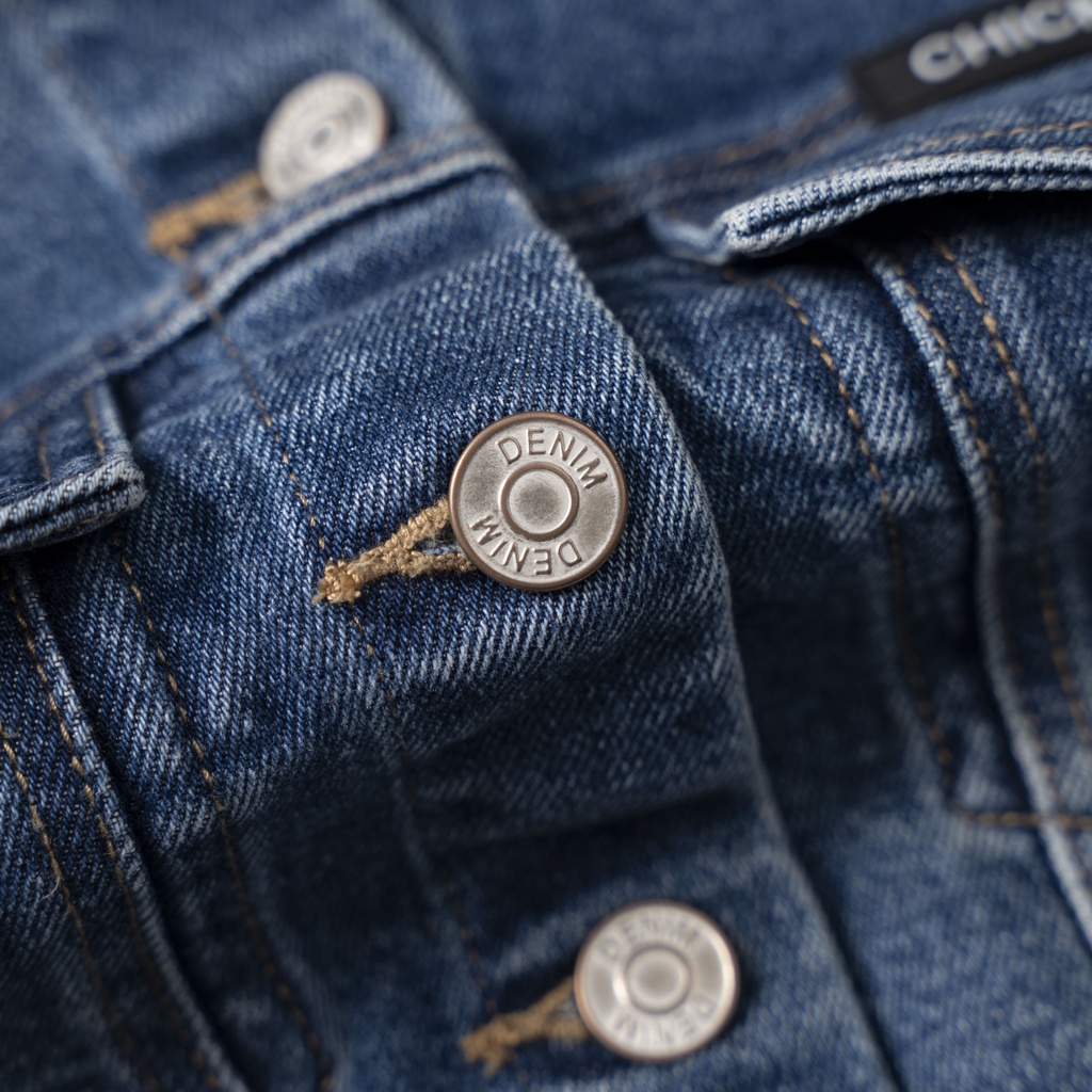 Áo khoác jeans nữ CHICMONKI phom croptop màu đậm- DENIM CROPPED JACKET - CMJ1467