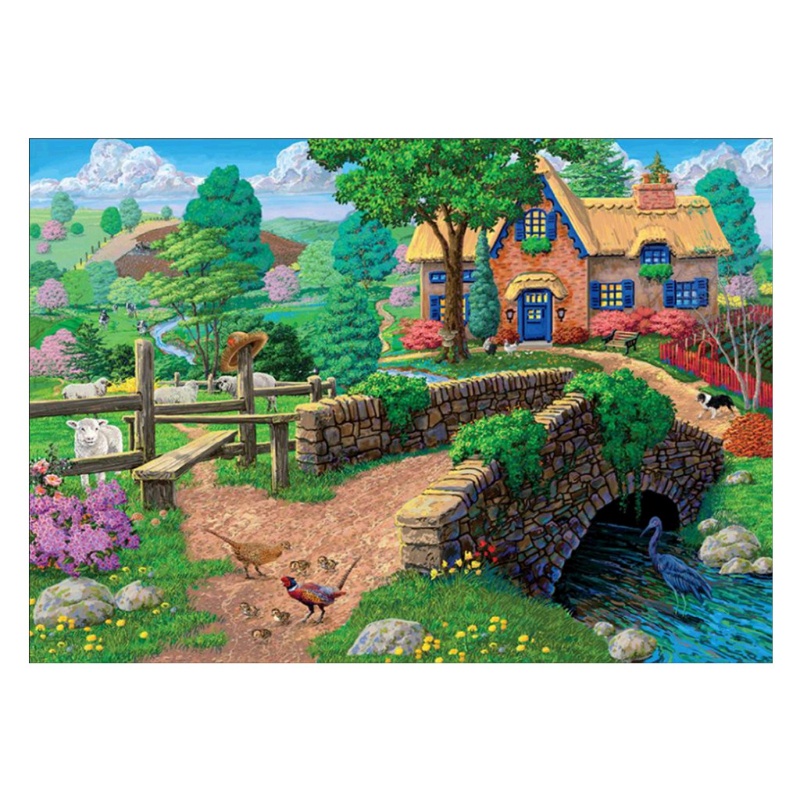 Bộ Tranh Đính Đá 5D Họa Tiết Làng Quê Độc Đáo DIY Dùng Trang Trí Nhà Cửa