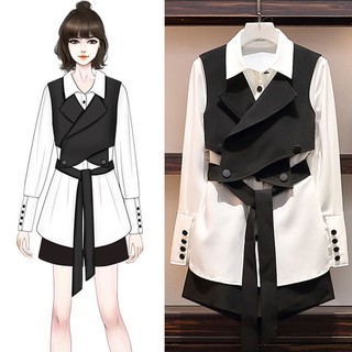 [ORDER] Set Áo sơ mi phối yếm đen kèm quần Bigsize M-4XL - Kèm ảnh thật cuối bài
