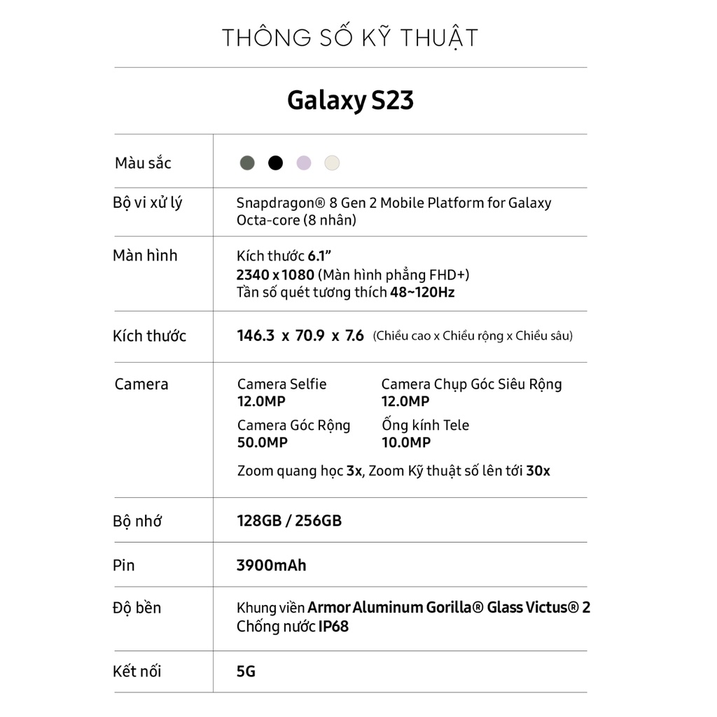 [SALE SALE]  Điện Thoại Samsung Galaxy S23  (8GB/256GB) BẢO HÀNH 12 THÁNG- HÀNG CHÍNH HÃNG | BigBuy360 - bigbuy360.vn