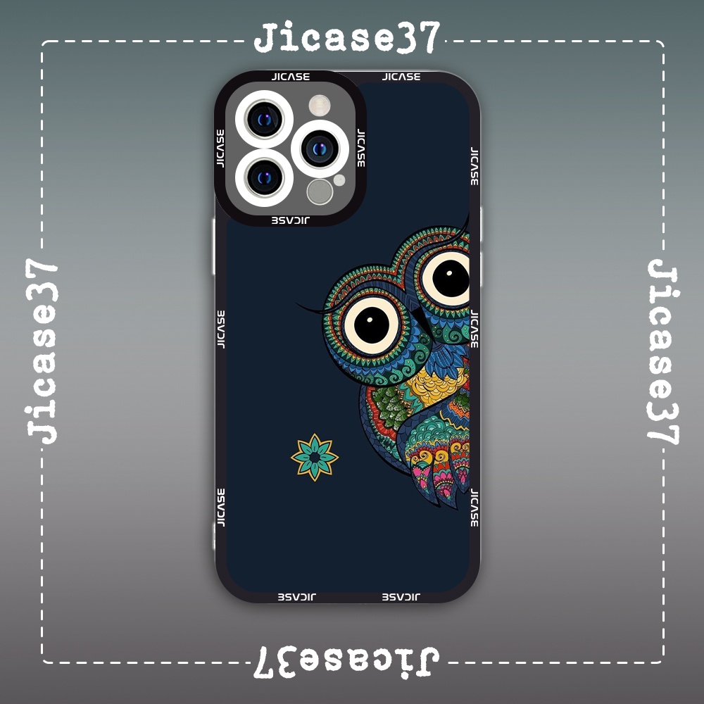Ốp lưng iphone cạnh vuông Jicase Con Cú Owl Aesthetic Vintage Cổ Điển