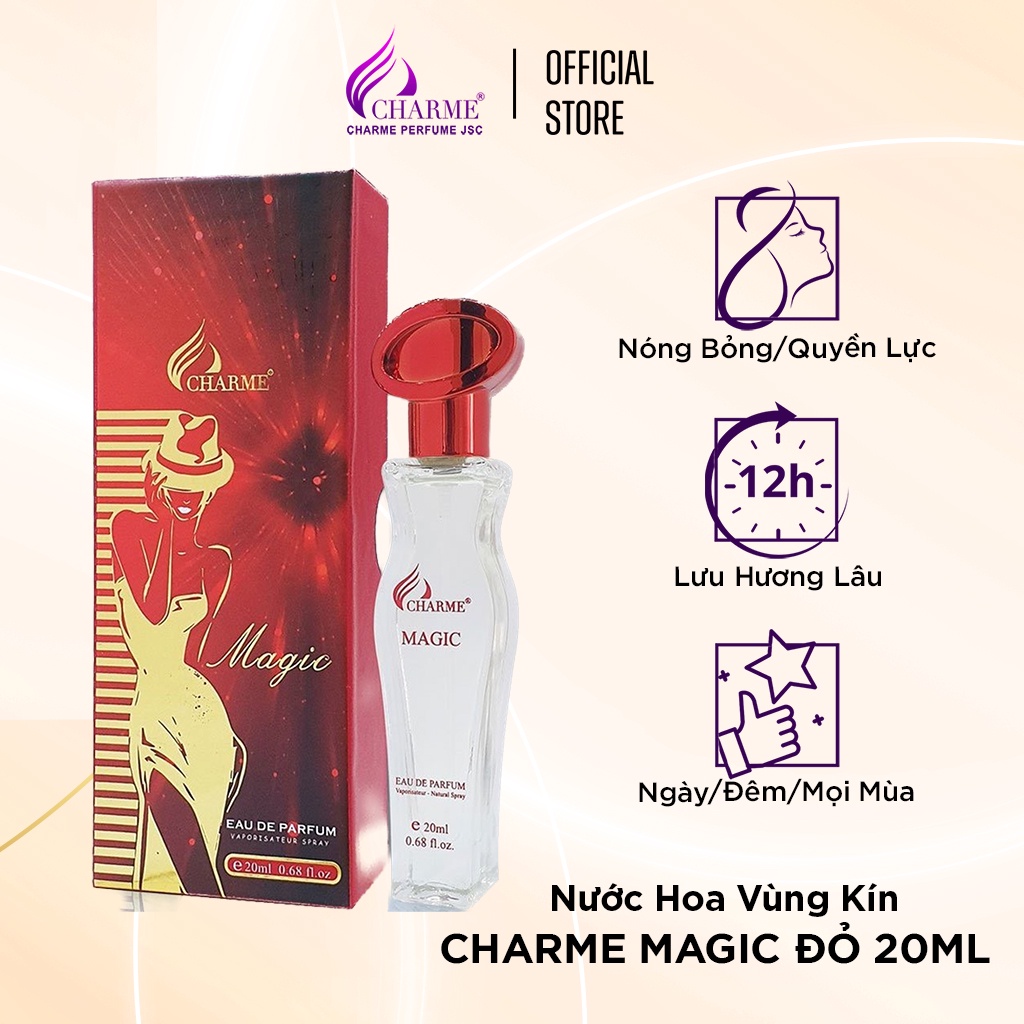 Nước hoa vùng kín, Charme Magic đỏ, mùi hương unisex, dịu nhẹ, quyến rũ, 20ml