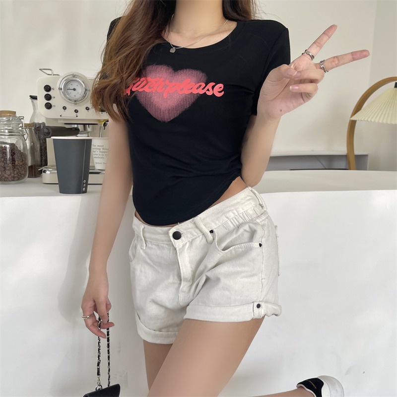 IELGYÁo Croptop Mỏng Lưng Cao In Họa Tiết Thời Trang Cho Nữ