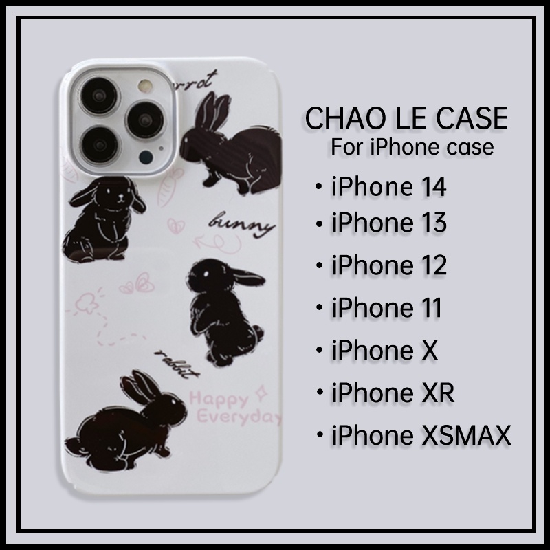 Ốp điện thoại màu trắng chống sốc cho iphone 14 pro 13 pro max iphone 12 pro 11 ốp lưng cứng in hình thỏ dễ thương