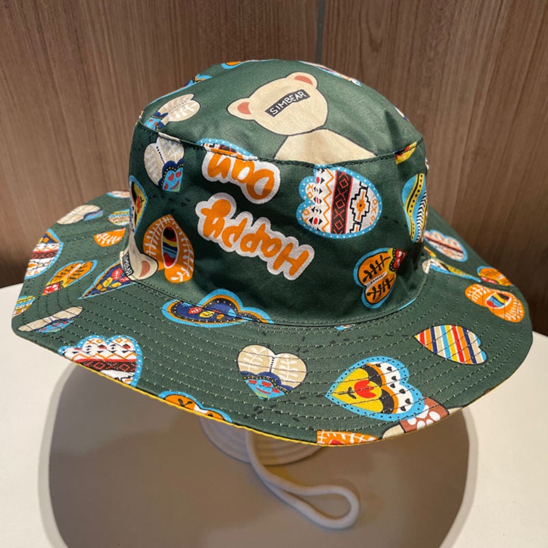 Mũ Tai Bèo Chống Nắng Tia UV Thoáng Khí Họa Tiết Hoạt Hình Dễ Thương Cho Bé