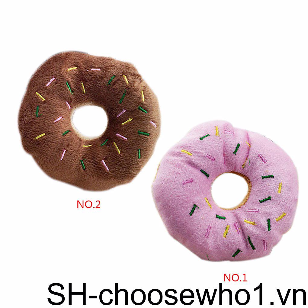 Đồ Chơi Nhai Gặm Hình Bánh Donut Màu Sắc Cà Phê Hồng Dành Cho Thú Cưng 11-13cm
