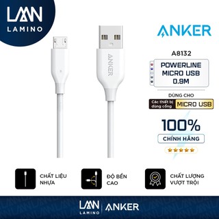 [KHÔNG DÙNG CHO IPHONE] Cáp sạc ANKER PowerLine Micro USB dài 0.9m - A8132