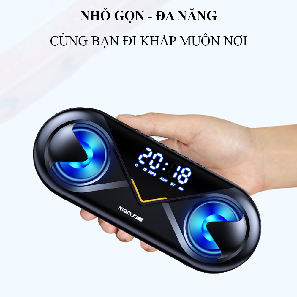 Loa bluetooth mini bass cực căng, loa không dây nghe nhạc âm thanh hifi kết hợp đồng hồ và đèn led nháy theo nhạc. | BigBuy360 - bigbuy360.vn