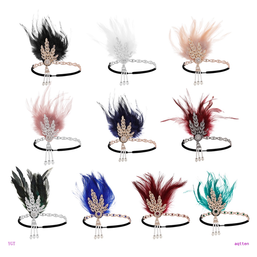 Băng Đô Cài Tóc YGT 1920s Đính Ngọc Trai Giả Thời Trang 20s