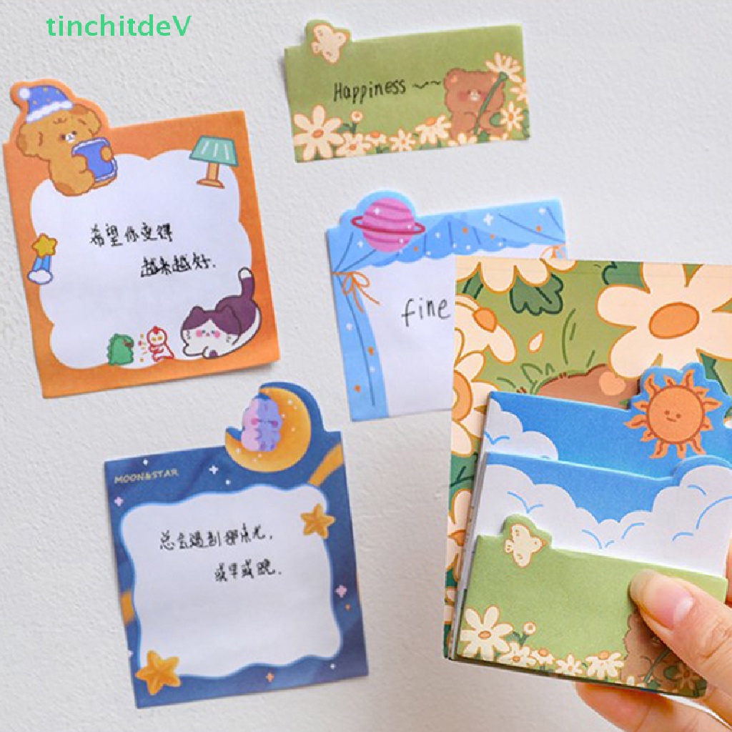 Bộ 90 Tờ Giấy Ghi Chú Tự Dính Hình Thỏ / Gấu Hoạt Hình Dễ Thương