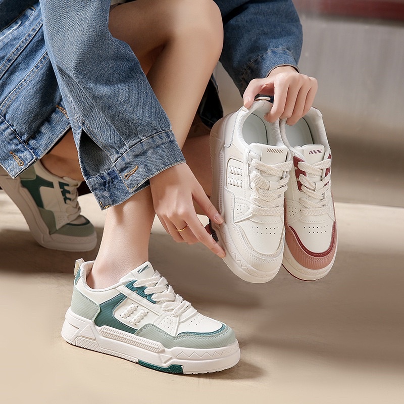 Giày sneaker nữ đế độn 5 phân hoạ tiết nổi bật phong cách học sinh Hàn quốc giá rẻ BRATINA G031