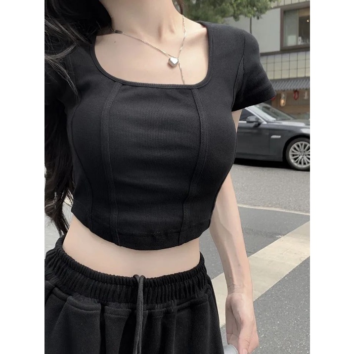 COZOK Áo Thun Màu Trơn Dáng Ôm Thời Trang Cho Nữ