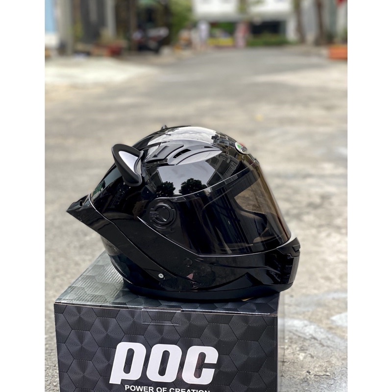 MŨ FULLFACE ĐEN BÓNG , TAI MÈO CỰC KUTE, Mới nhất 2023, kèm túi đựng và BH 12 tháng