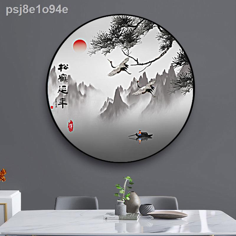 Tranh trang trí hình tròn kiểu Trung Quốc mới nghiên cứu tranh treo tường phòng khách Phong thủy may mắn treo tranh hiên