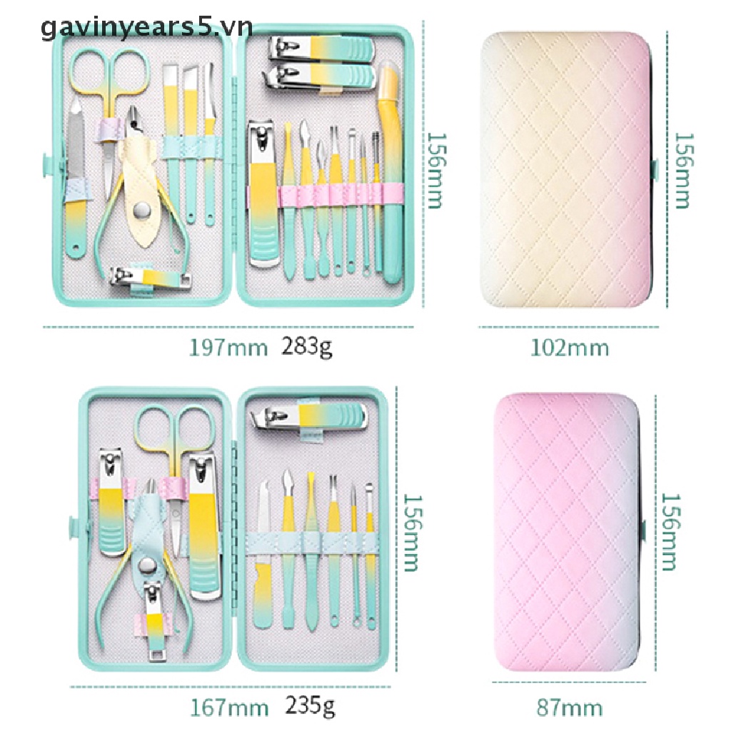 Bộ 10 / 12 / 18 Món Kềm Cắt Móng Tay Bằng Thép Không Gỉ Kèm Hộp Đựng