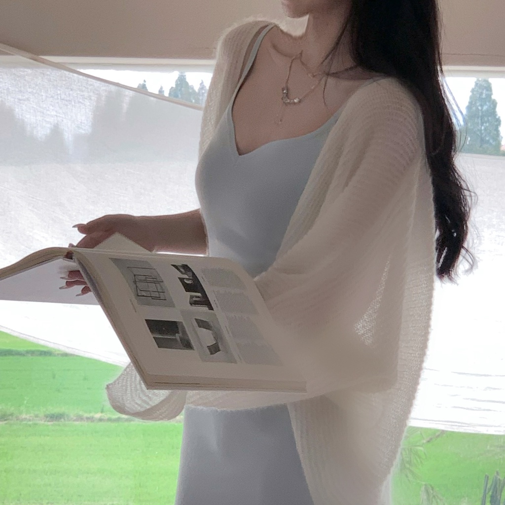 Áo khoác cardigan SUXI dệt kim tay dài phong cách Hàn Quốc thời trang